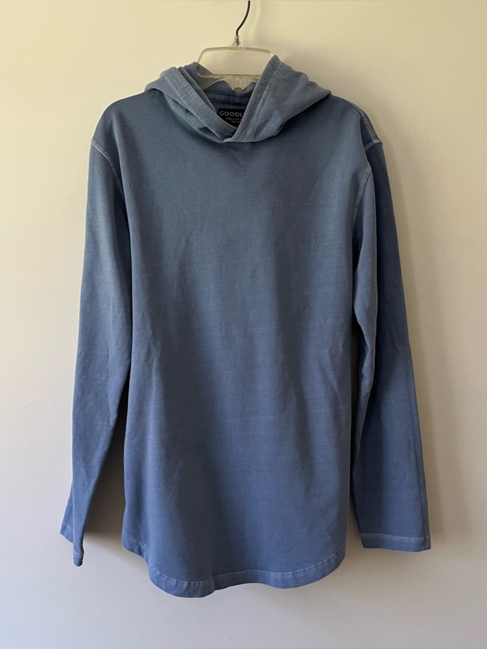 Men's Goodlife Hoodie Sweatshirt Medium Blue Terry Lined Beachy Coastal Nautical